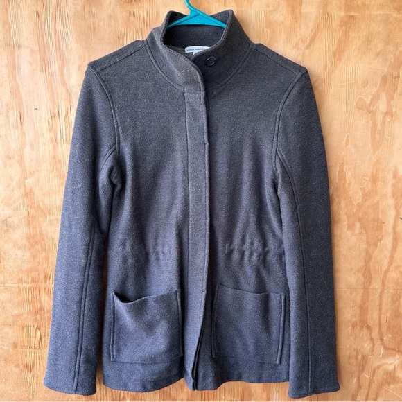 James Perse Gray 100% Cotton Knit Hidden Waist Drawstring Button front Jacket - Picture 11 of 11